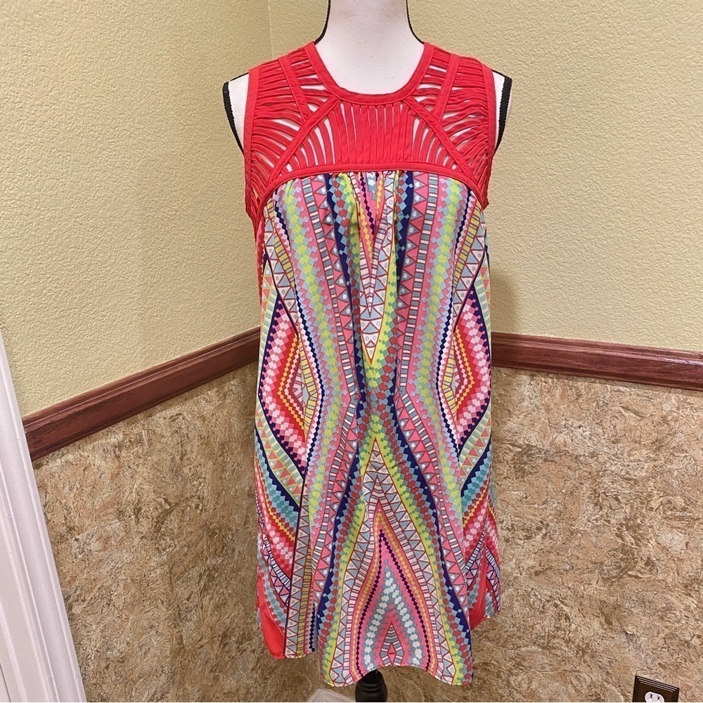 Wrangler Dress Sleeveless Retro Western Pink Lattice Aztec Colorful Size Medium